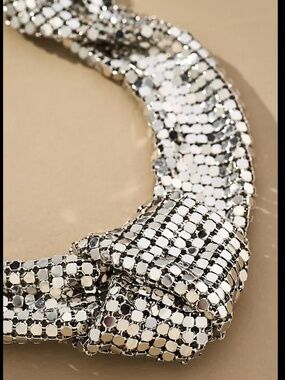 Anthropologie Chainmail Knot Bracelet Silver Mesh Statement Bracelet Magnetic